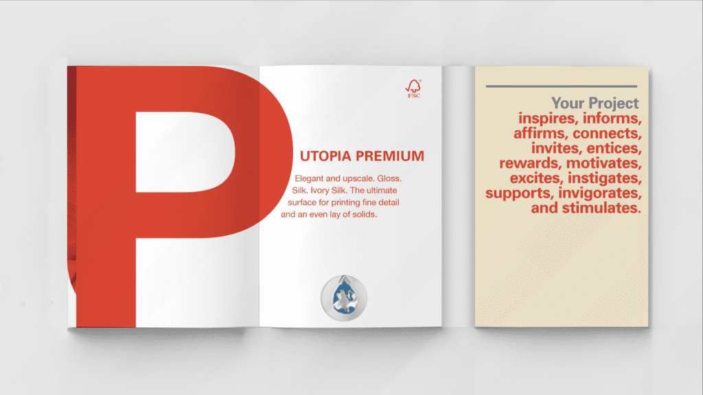 A group of three brochures with the words utopia premium on them.
